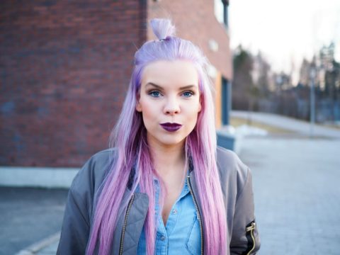 Purple matte lipstick